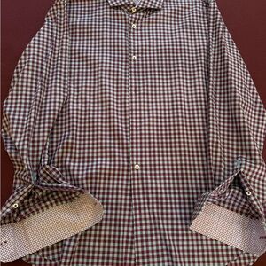 Bugatchi Checkered Shirt - Purple and Baby Blue